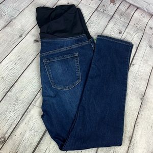 ISABEL Maternity Skinny Entubado Denim Jeans. Whiskered Thigh Detail, size 14.